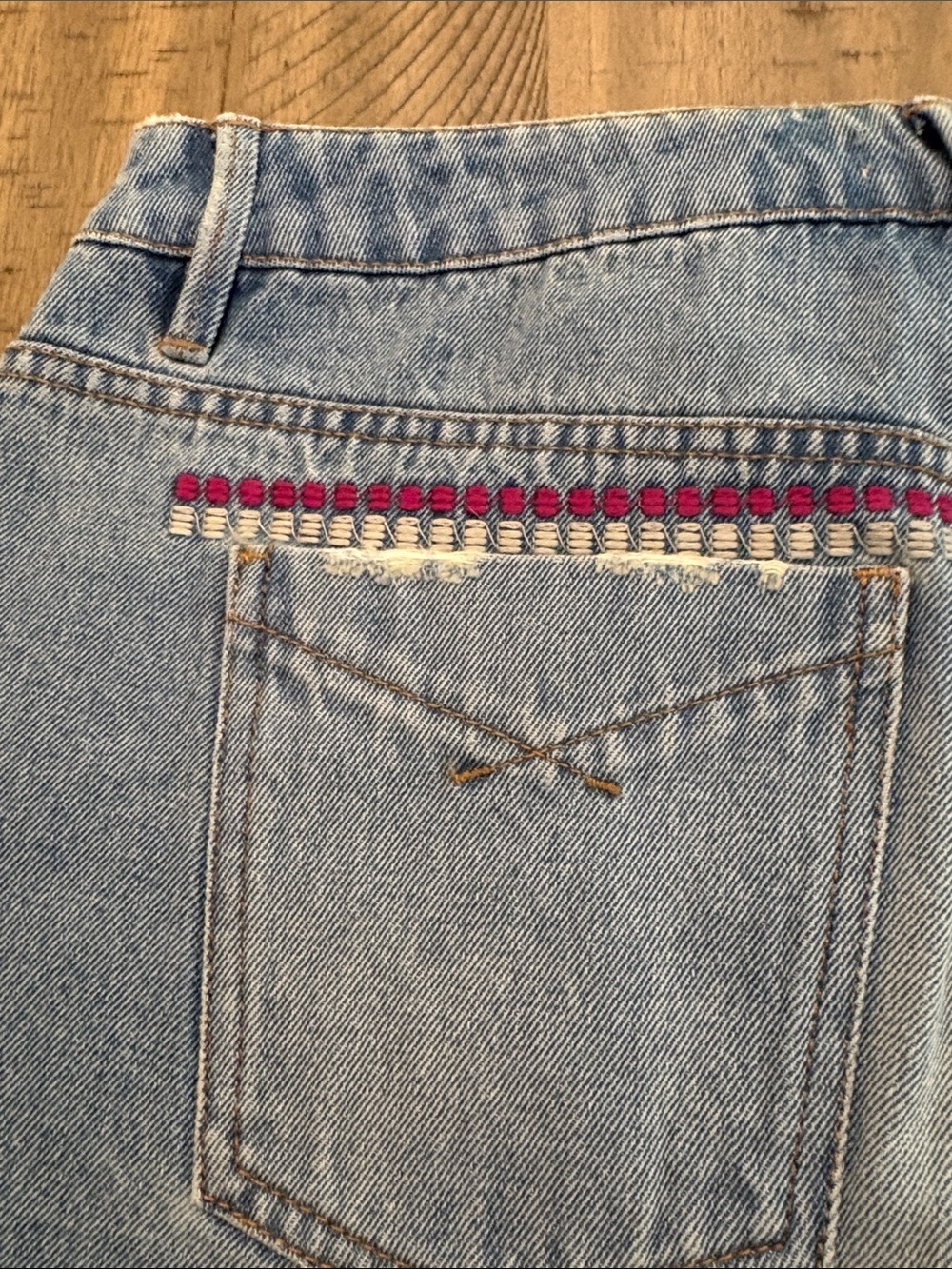 Unpublished Embroidered Light Blue Denim Cutoff Shorts 708 - Picture 8 of 11